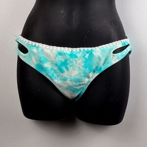 Arizona Jean Company Aqua and White Tie-Dye Bikini Bottom